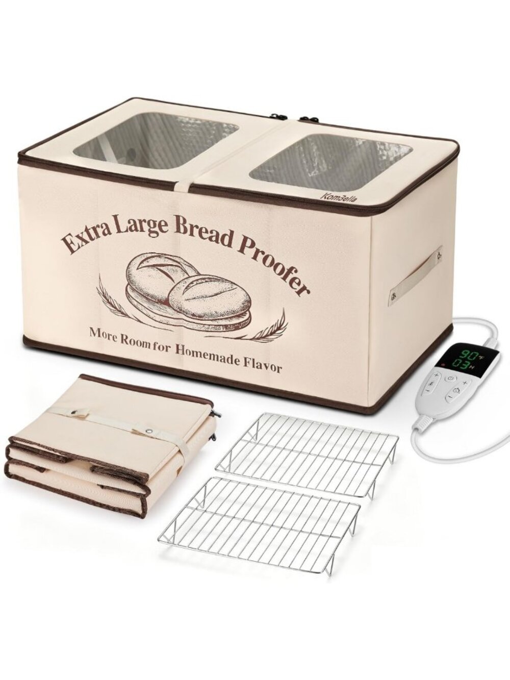 XL Foldable Bread Proofing Box - 23.6” Sourdough Proofer & Warmer for Baking